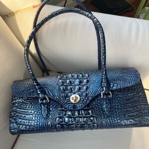 BRAHMIN Elegant Blue Crocodile-Embossed Handbag NWT
